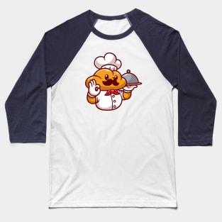 Cute Bread Chef Serving Food Cartoon Baseball T-Shirt